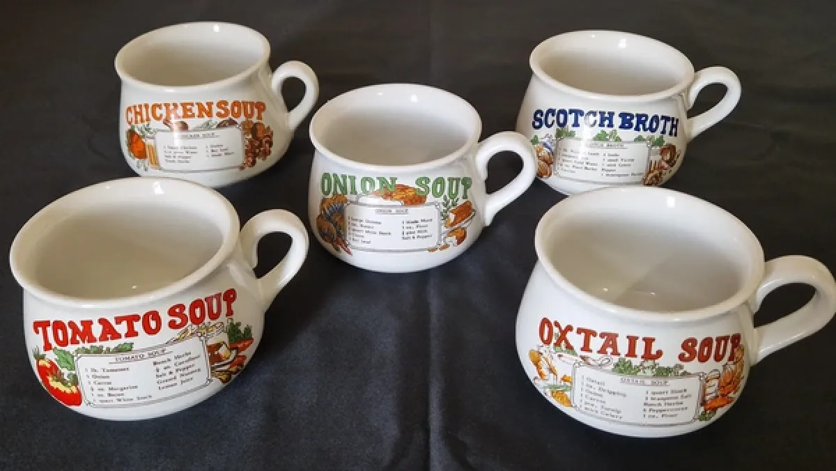 Vintage 1970s Soup Recipe Mugs (Complete Set of 5) photo 2