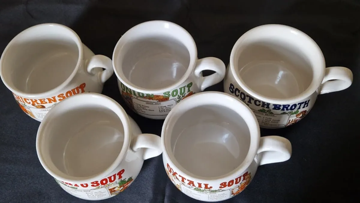 Vintage 1970s Soup Recipe Mugs (Complete Set of 5) photo 4